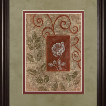 Verdant Scrolls - 34" x 40" Framed Wall Art - Beige
