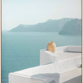 Aegean Terrace Canvas In Frame - White / Blue