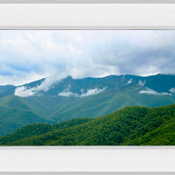 Misty Mountains Il By Kames Mcloughlin - Mirror Framed Print Wall Art - Blue