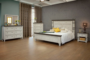 Stone Dresser With 6 Drawers Antiqued Ivory / Weathered Gray - detail
