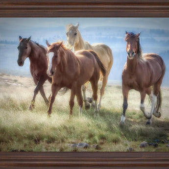Wild Meadow Gallop - 28" x 34" Framed Wall Art - Light Brown