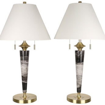 Midnight Scepter - 31 X 16 - Marble Table Lamp (Set of 2) - Black Marble