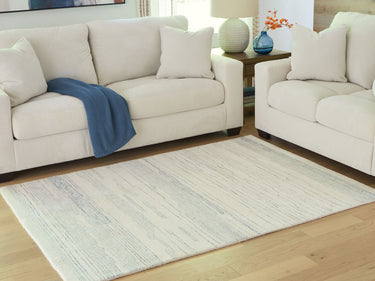 Genemost - 5' x 7' Rug - Ivory / Blue
