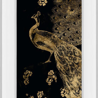 Gilded Peacock Triptych I By Jennifer Goldberger - Black