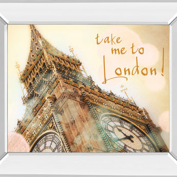 Take Me To London By Emily Navas - Mirror Framed Print Wall Art - Beige