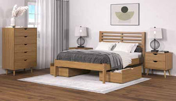 Donco Kids Urban Tall Panel Bed Queen Size Bed in Urban Oak