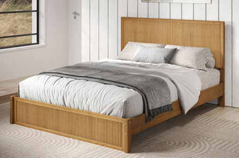 Donco Kids Urban Bookcase Platform Bed Full Size Bed in Urban Oak