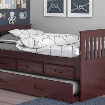 Donco Kids Mission Rake Bed Twin Bed in Merlot