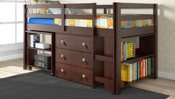 Donco Kids Louver Low Loft System Loft Bed in Dark Cappuccino