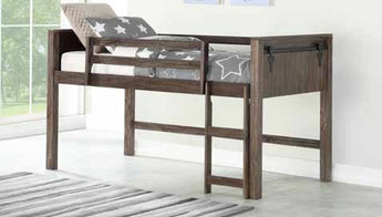 Donco Kids Barn Door Low Loft Loft Bed in Brushed Shadow