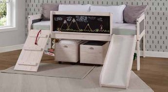 Donco Kids Art Play Junior Low Loft Loft Bed in White Wash/Dark Grey