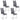 Brooklyn - Sillas auxiliares tapizadas con estructura en S (juego de 4) - Gris y blanco
