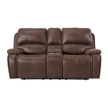 Atlantis - Loveseat eléctrico con reclinable y consola - Marrón Heritage