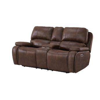 Atlantis - Loveseat eléctrico con reclinable y consola - Marrón Heritage