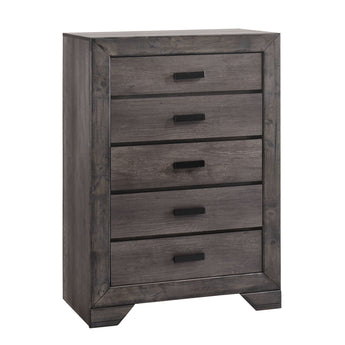 Nathan Chest Gray Oak Finish � 5-Drawer Bedroom Storage at Quality Home Furniture Mesquite