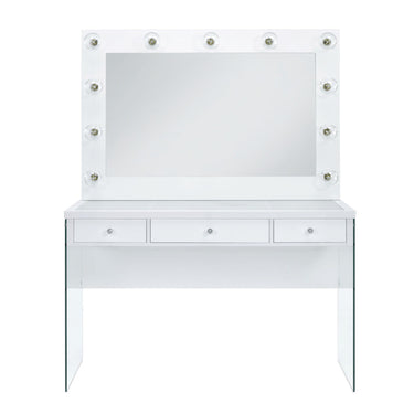 Jacey Complete Vanity With Lightbulbs Glossy White - alternate view