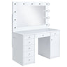 Amia Complete Vanity With Lightbulbs Glossy White - Vanity Desks at Quality Home Furniture Mesquite