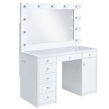 Amia Complete Vanity With Lightbulbs Glossy White - Vanity Desks at Quality Home Furniture Mesquite